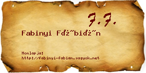 Fabinyi Fábián névjegykártya